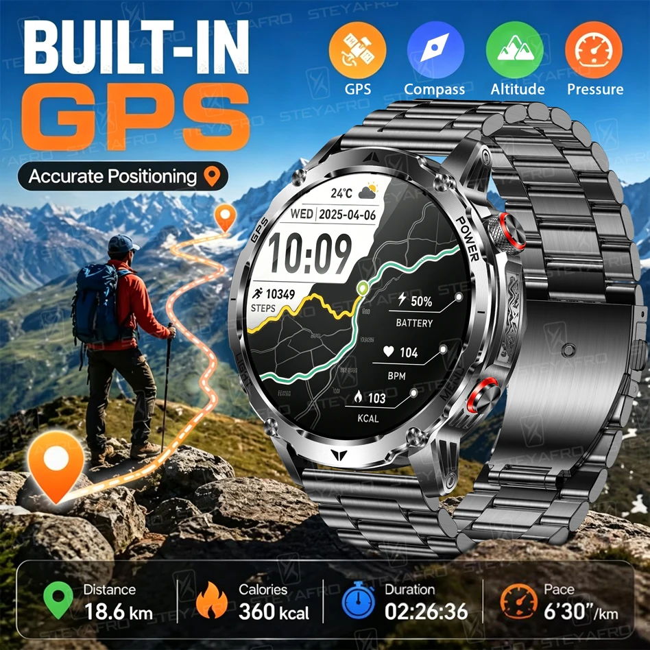 Smartwatch M Active - Reloj Inteligente Militar para Hombre con