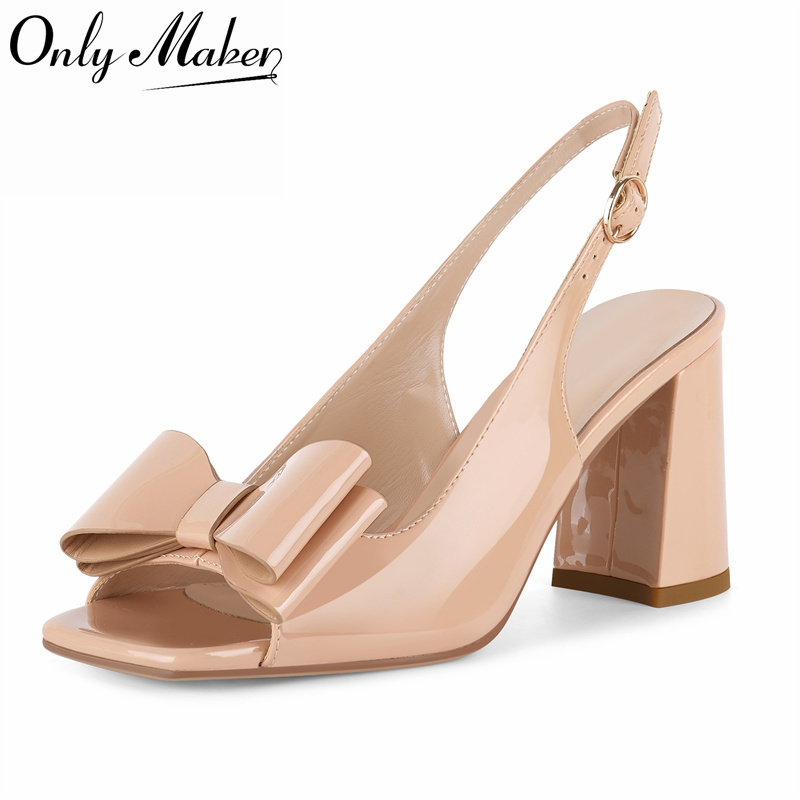 Leather Classic Strap - Onlymaker, zapatos de tacón grueso con