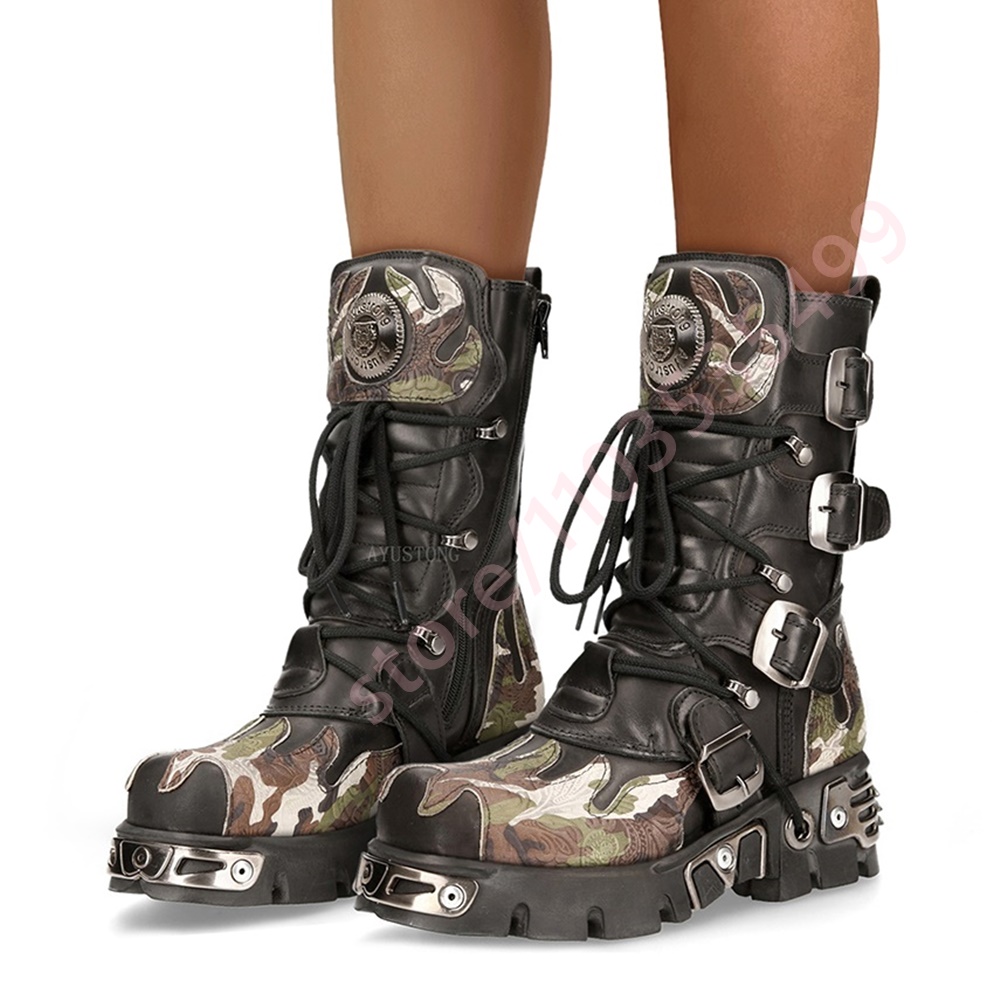 Leather Classic Strap - Botas de moto con hebilla de