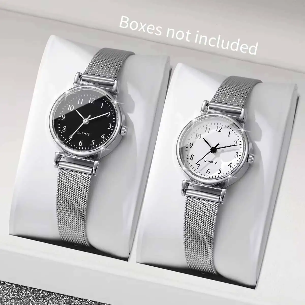 Stainless Mesh Band - 1/2 relojes de moda para mujer,