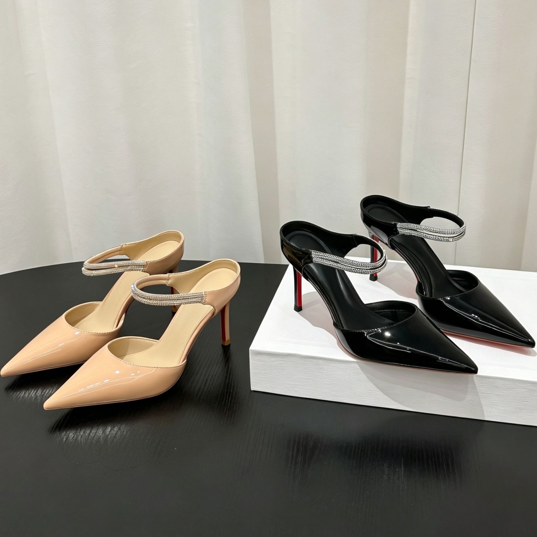 Leather Classic Strap - Zapatos de Tacón Alto para Mujer,