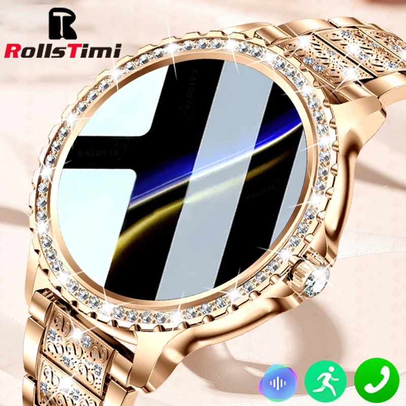 Android Smartwatch Accessories - Reloj inteligente dorado de lujo a