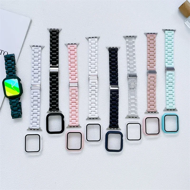 Correa de reloj + funda + vidr - Smartwatch Watch Accessories For Women reseña y precio