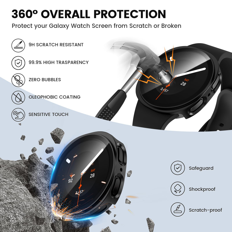 Funda de vidrio templado + PC  - Samsung Smartwatch Accessories reseña y precio