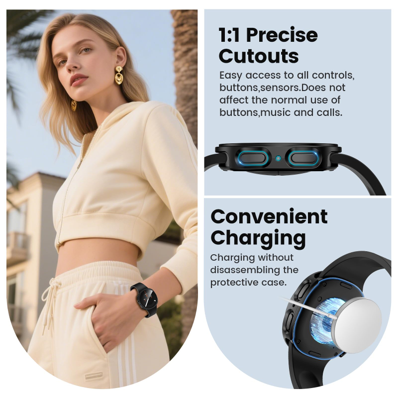Funda de vidrio templado + PC  - Samsung Smartwatch Accessories reseña y precio