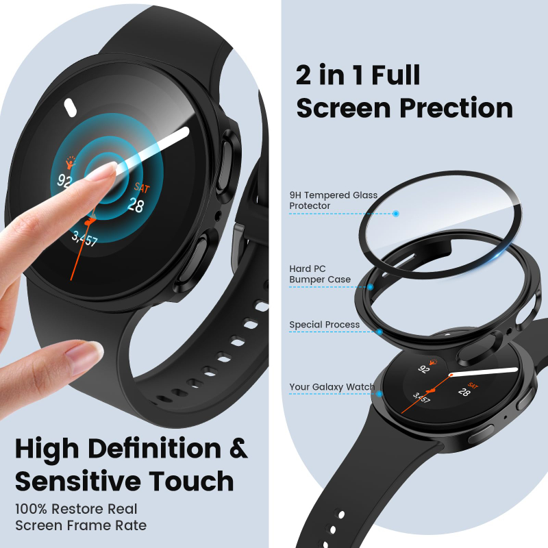 Funda de vidrio templado + PC  - Samsung Smartwatch Accessories reseña y precio