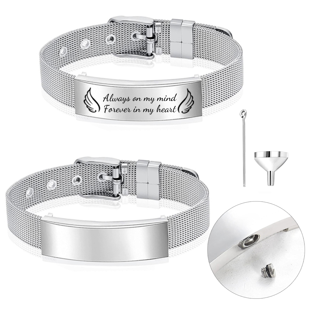 Joyería de cremación, pulsera  - Stainless Mesh Band reseña y precio