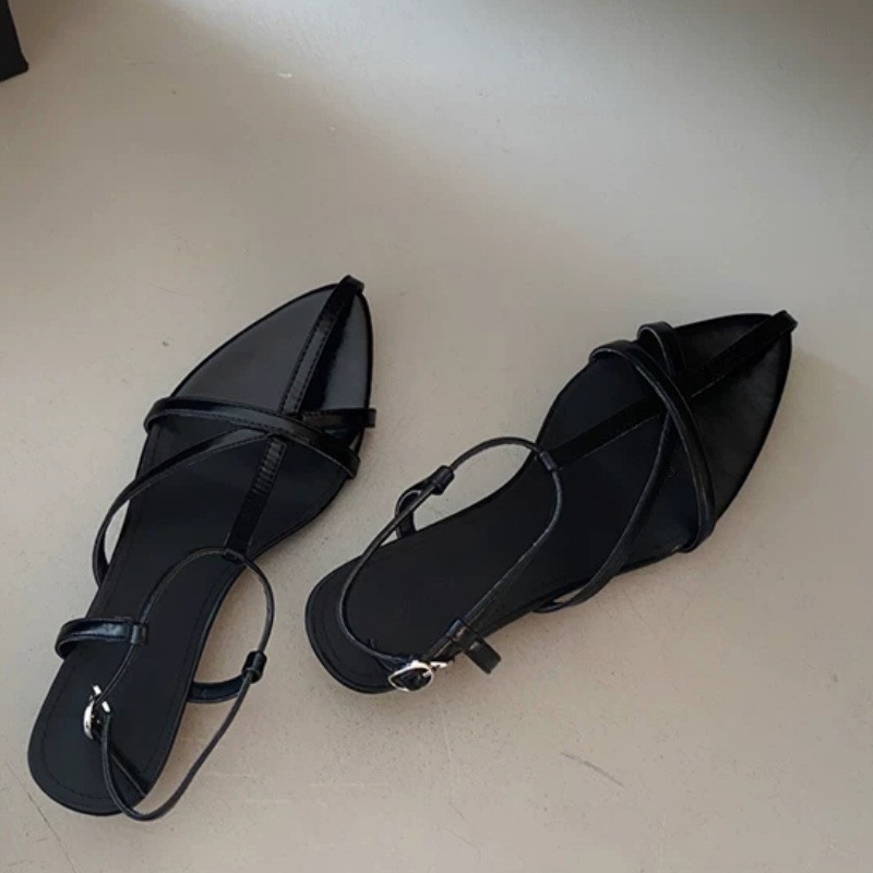 Sandalias Planas de Piel Negra - Leather Classic Strap reseña y precio