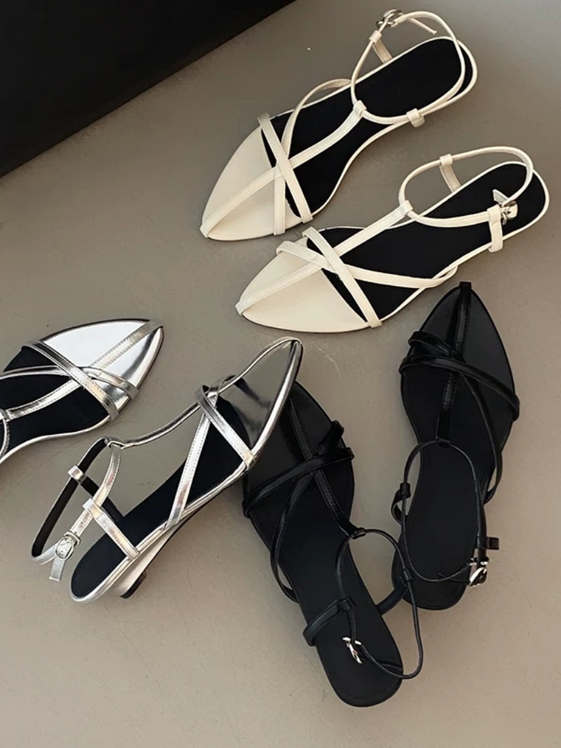 Sandalias Planas de Piel Negra - Leather Classic Strap reseña y precio